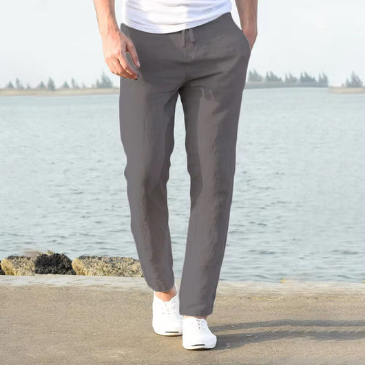 Pantalones de Lino y Algodón con Cintura Elástica Ajustable para Hombre - Image 5