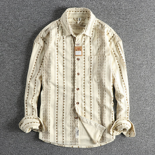 Camisa Casual Hombre Estilo Navajo Retro Americano - Image 9