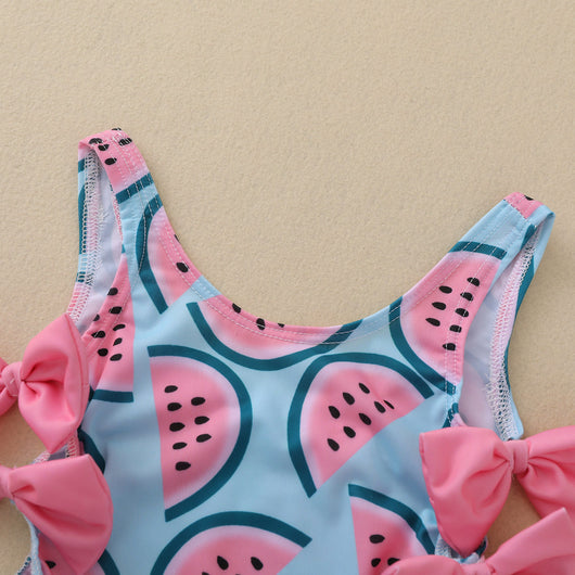 Traje de Baño Niña Estampado Sandía con Moño - Image 4