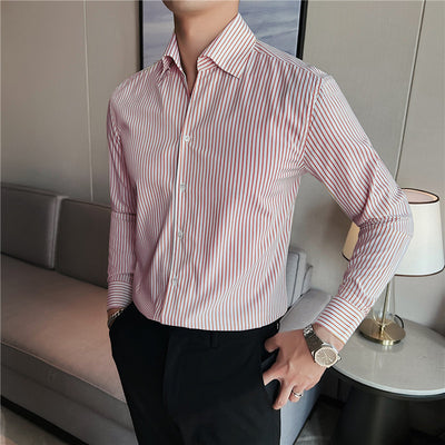 Camisa de Vestir Hombre Talla Grande a Rayas sin Planchado - Image 3