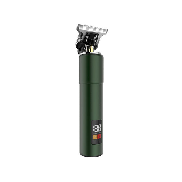 Red portable electric hair clipper with a digital display showing '188' and 'POWER LEFT', featuring a precision steel blade. - Image 6