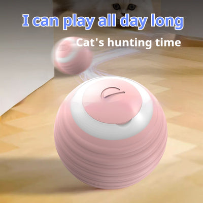 Two pink smart cat toy balls with ridged texture and a power button, offering 60 minutes of play on a full charge. - Image 16