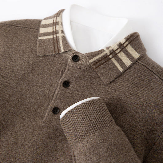 Suéter Polo Cuello Solapa Multicolor Tejido Cashmere Holgado - Image 3