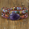 Pulsera de Cuero Tejida a Mano con Amatista - Energía Multicapa