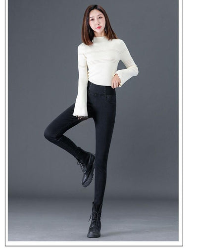Jeans Skinny de Cintura Alta con Forro Polar Cálido y Cintura Elástica - Image 27