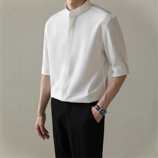 Camisa Manga Corta con Cuello de Pie para Hombre - Image 2