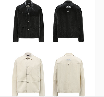 Chaqueta Cropped de Cuero PU Metalizado Oversized - Image 8