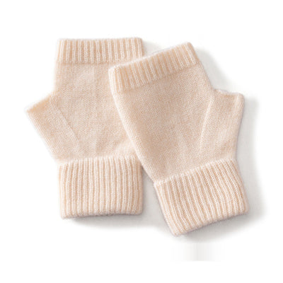 Guantes de Lana Merino Australiana sin Dedos con Flor Tejida y Cashmere - Image 3