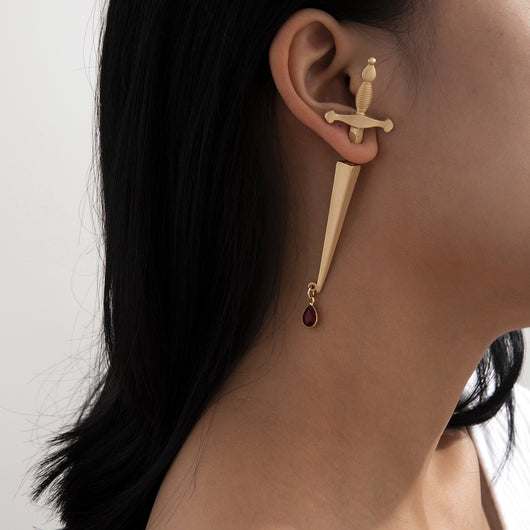 Aretes de Cruz con Gota Roja Estilo Hip Hop - Image 9
