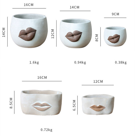Maceta de Cemento Abstracta con Labios Grandes - Arte Decorativo Moderno - Image 13