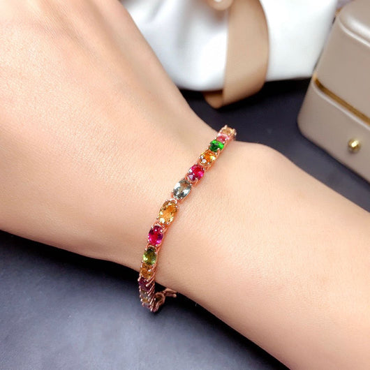 Pulsera de Turmalina Multicolor Natural para Mujer con Cristales Genuinos - Image 2
