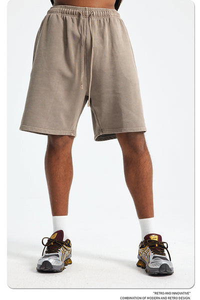 Shorts Deportivos de Algodón Puro Teñidos con Patrón Vintage Lavado - Image 26