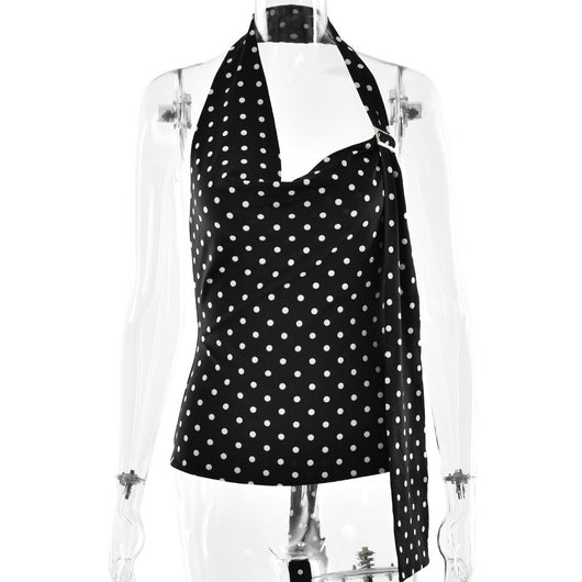 Blusa Escotada Lunares Ajustada sin Espalda - Image 23
