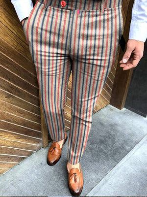 Pantalones Casuales Slim Fit con Estampado de Rayas para Hombre - Verano - Image 7