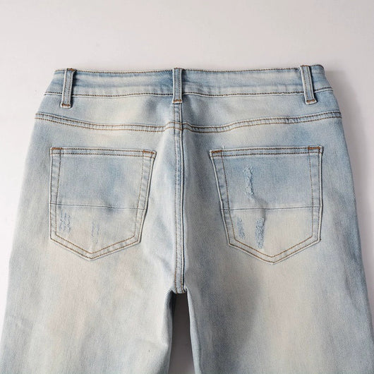 Jeans Azul Cielo Desgastado con Roturas Vintage para Hombre - Image 17