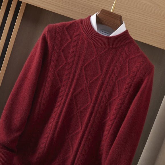 Suéter Tejido Diamante Semialto para Hombre - Elegancia Ejecutiva y Confort