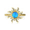 Women's Pure Plateado Ring With Inlaid Sun Set Golden Azul Tamaño 6