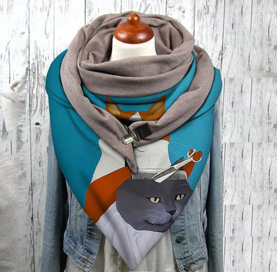 Bufanda Unisex con Estampado de Gato - Diseño Minimalista - Image 4