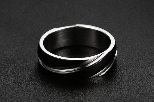 Anillo de Acero de Titanio Negro para Hombre con Diseño Twill - Image 11