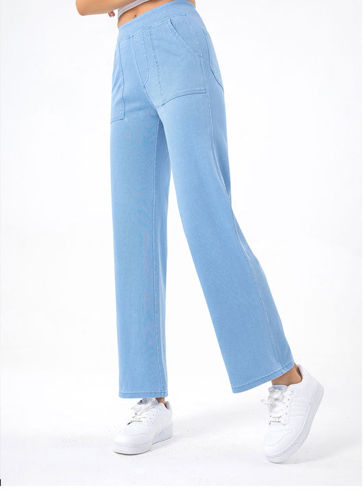 Pantalones Cargo Retro Cintura Alta Mujer Pierna Recta Ancha - Image 31