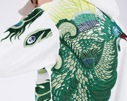 Sudadera con Capucha y Bordado de Pavo Real para Hombre - Image 13