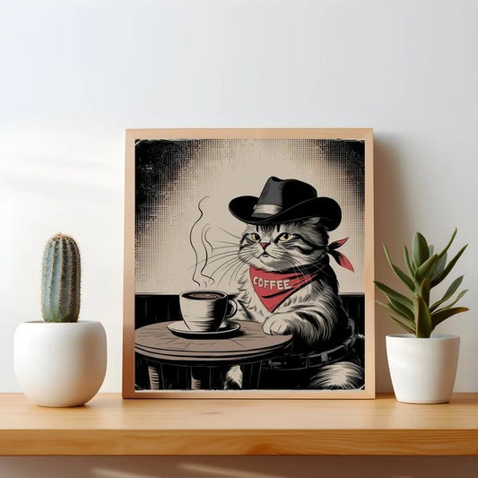 Cuadro Decorativo Retro Gato Cartoon para Hogar y Restaurantes