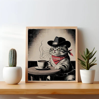 Cuadro Decorativo Retro Gato Cartoon para Hogar y Restaurantes