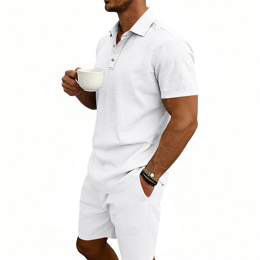 Conjunto de Shorts y Camiseta de Lino para Hombre - Ajuste Relajado - Image 23