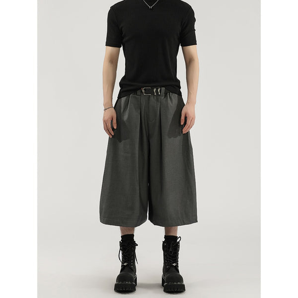Pantalones Cortos de Vestir con Pliegues y Caída Ancha para Hombre - Image 6