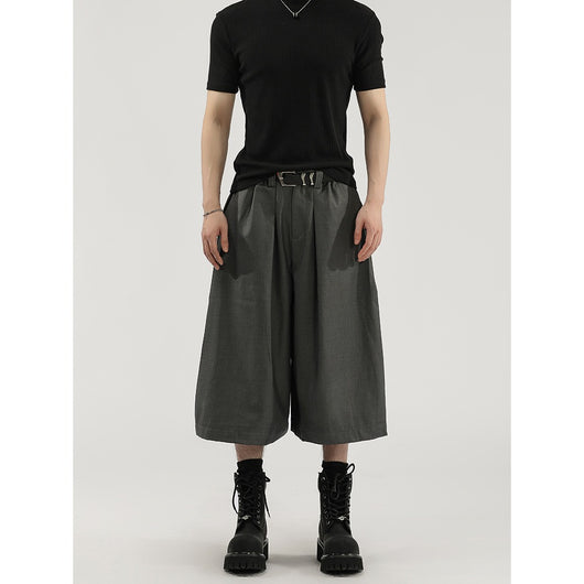 Pantalones Cortos de Vestir con Pliegues y Caída Ancha para Hombre - Image 6
