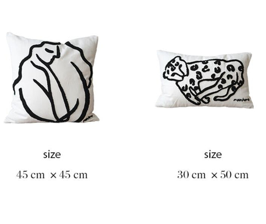 Funda de Almohada Nordic con Bordado de Líneas Blancas y Negras - Image 8