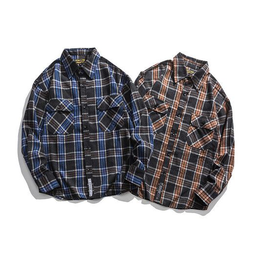 Camisa de Cuadros Manga Larga Marca Japonesa Tide - Image 10