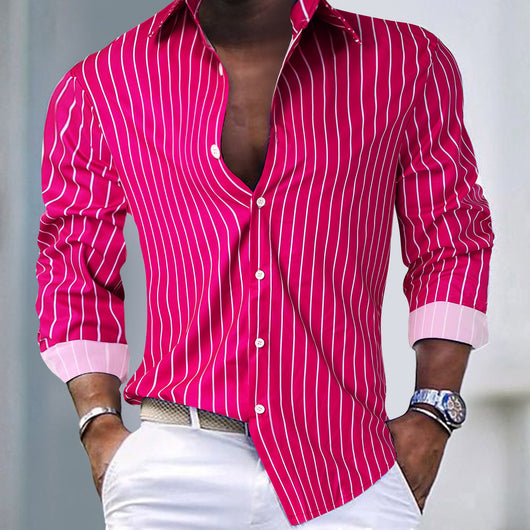 Cardigan Rayado Hombre Otoño Invierno - Camisa Manga Larga Estilo Europeo - Image 7