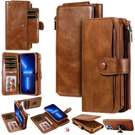 Funda Cartera Magnética para 16 Móviles - Protección Retro Multifunción con Ranuras para Tarjetas