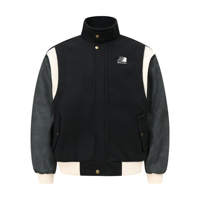 Chaqueta Deportiva Beisbolera Hombre con Contraste de Piel PU - Image 5