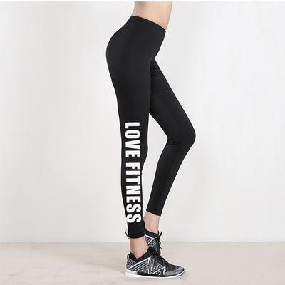 Leggings Deportivos con Estampado de Letras para Mujer - Pantalones Slim Pencil DDK12 - Image 3