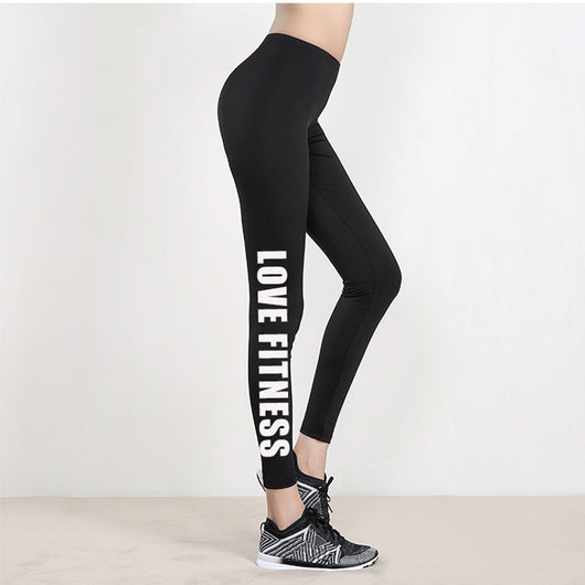 Leggings Deportivos con Estampado de Letras para Mujer - Pantalones Slim Pencil DDK12 - Image 3