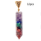 Seven Chakra Natural Crushed Stone Hexagon Column Necklace Aura Pendant Dorado 12PCS