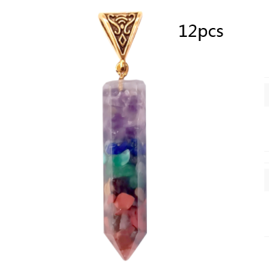 Collar Hexagonal de Piedras Trituradas de los Siete Chakras con Colgante Aura - Image 10