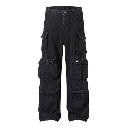 Pantalón Cargo Denim Lavado Industrial con Múltiples Bolsillos - Image 2
