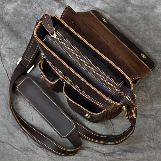 Bolso de Cuero Genuino para Hombre con Bandolera Simple - Image 14