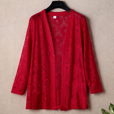 Cardigan Fino con Blusa de Encaje de Manga Larga - Image 3