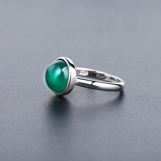 Anillo de Ágata Verde Natural - Diseño Minimalista para Mujer - Image 3