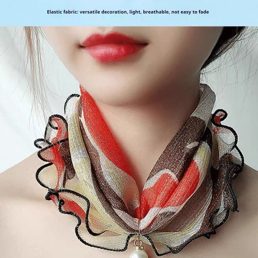 Pañuelo de Seda Decorativo Estampado con Encaje - Accesorio Elegante Versátil - Image 18