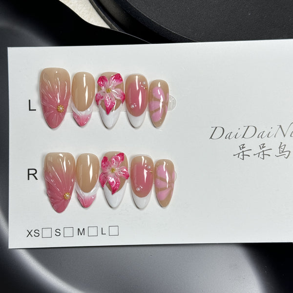 Esmalte de Uñas Floral 3D Efecto Hielo Estilo Francés