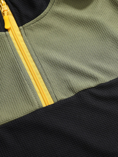 Suéter Deportivo Hombre Media Cremallera Bloques de Color Cuello Alto Manga Larga - Image 25