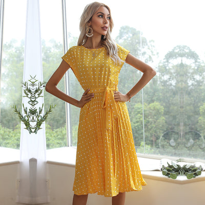 Vestido Midi Plisado Verde Lunares para Mujer - Elegante y Versátil - Image 11