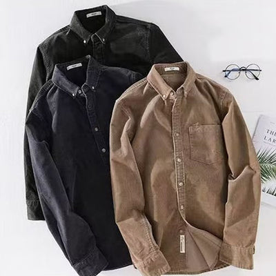 Camisa Suelta de Pana Retro Americana para Hombre - Image 16