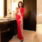 Vestido Largo Ajustado con Manga Larga y Tul Transparente
