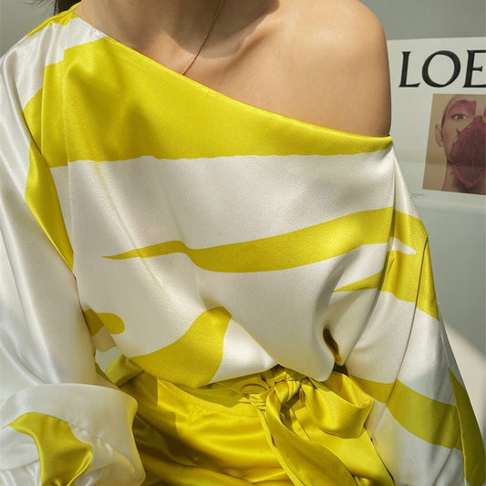 Conjunto de Blusa y Shorts Sueltos con Estampado y Mangas Farol - Protección Solar - Image 2